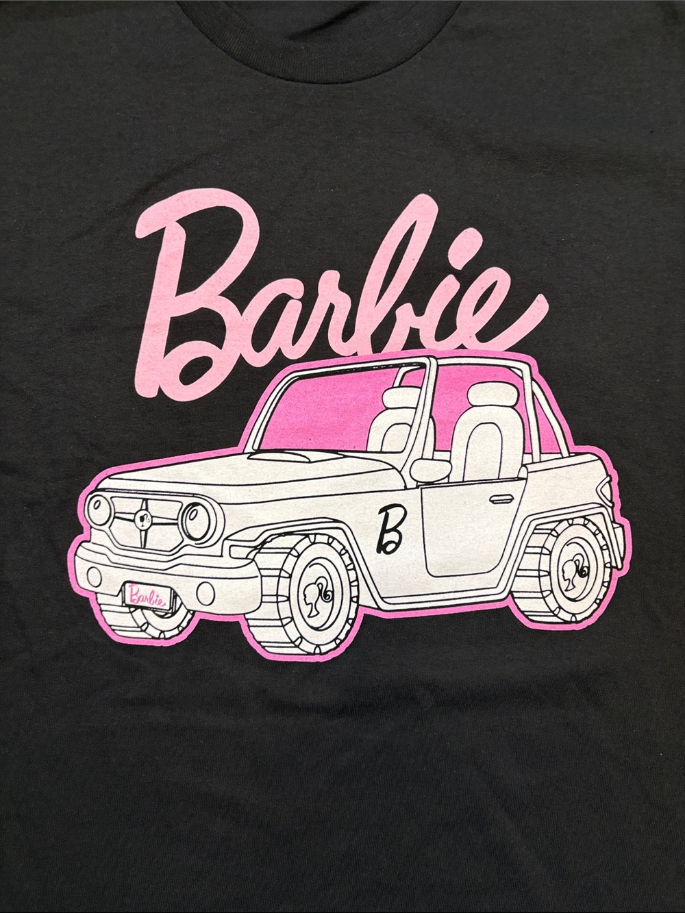 ⭐️ Barbie Black Tee with Pink & White Car Graphic - Picture 3 of 5